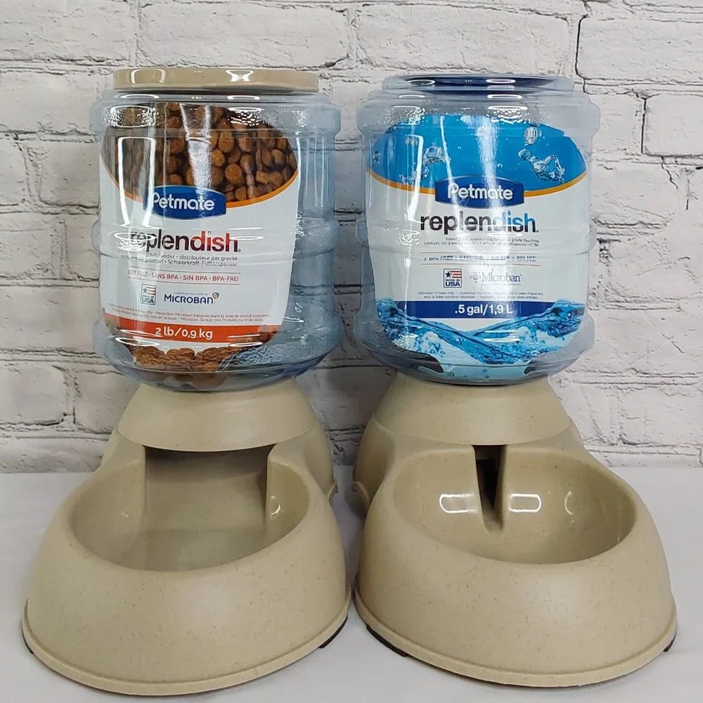 'PETMATE' REPLEN̈ÐISH PET FEEDER SYSTEM 2-PIECE SET FOOD & WATER COMPLETE SET